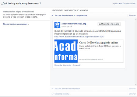 Vista previa del anuncio