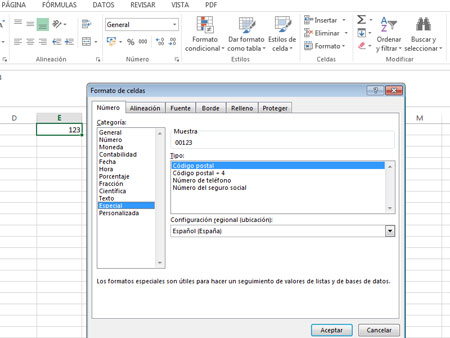 Formato especial en Excel 2013