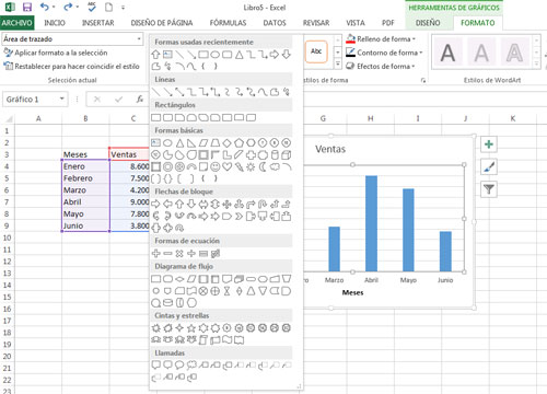 Insertar formas en Excel 2013