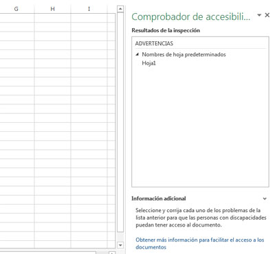 Comprobar accesibilidad en Excel 2013