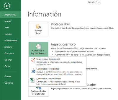 Comprobar si hay problemas en Excel 2013