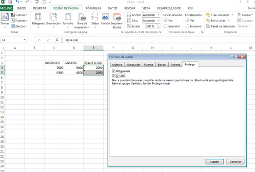 Casillas Bloqueada y Oculta en Excel 2013